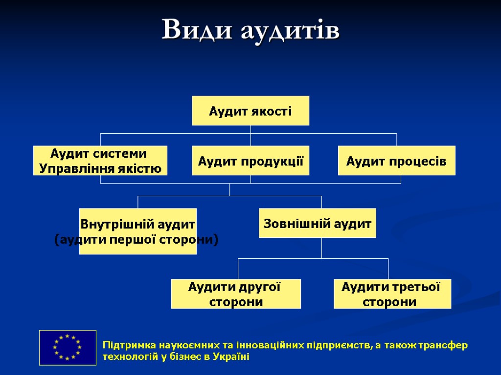 Види аудитів Підтримка наукоємних та інноваційних підприємств, а також трансфер технологій у бізнес в